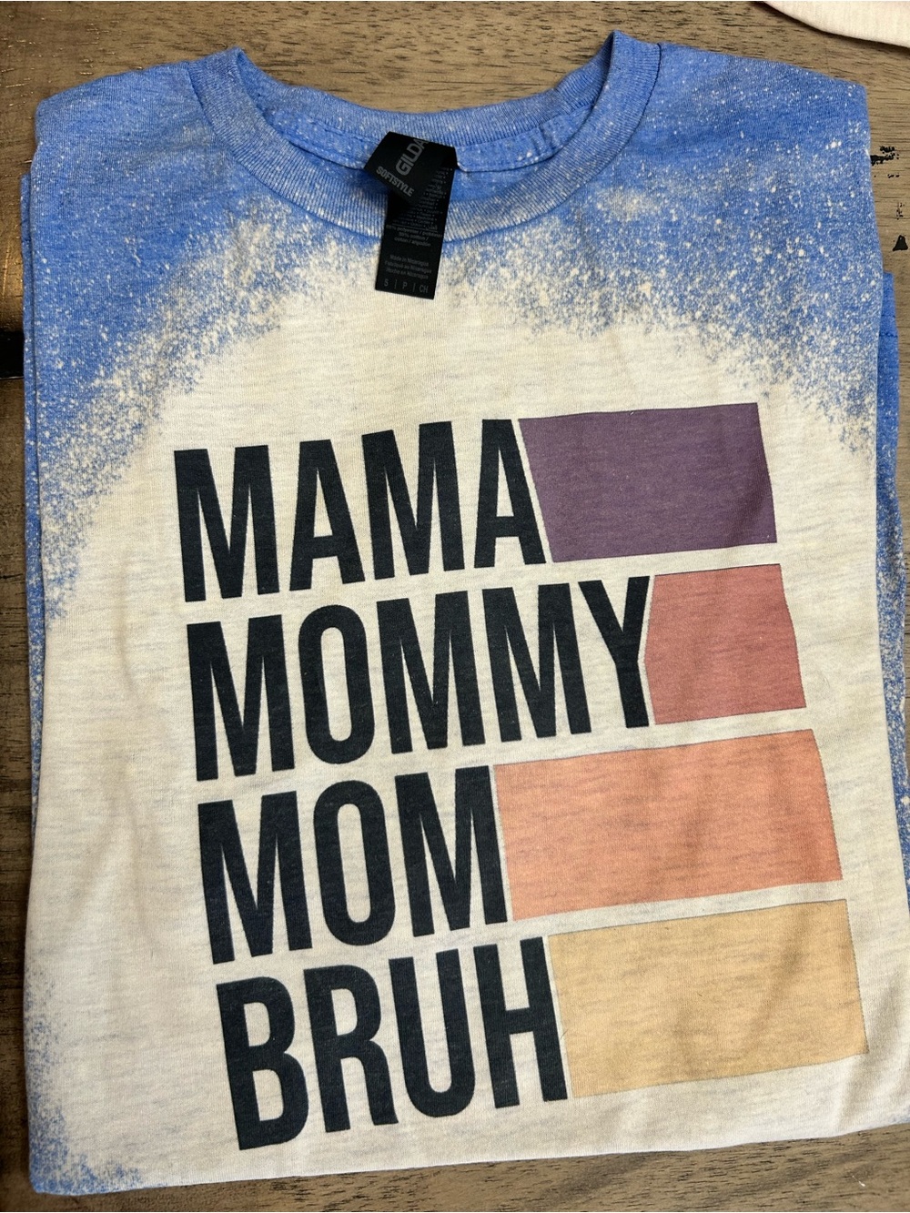 Gildan Blue & Cream 'Mama Mommy Mom Bruh' Graphic Tee